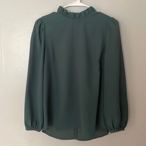 Hunter Green J. Crew Mockneck Crepe Blouse